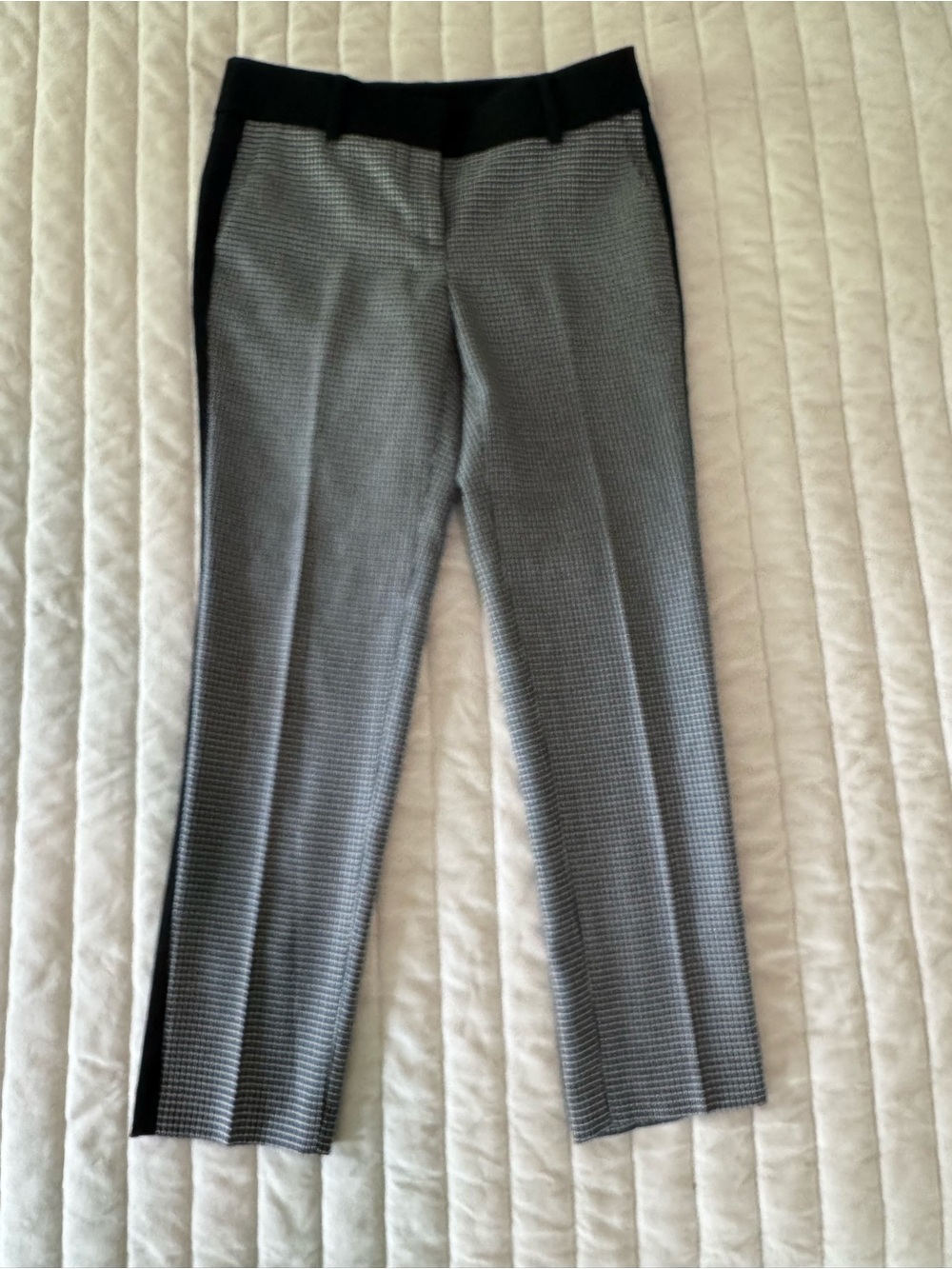 Ann Taylor Gray and Black Houndstooth Slim Dress Pants